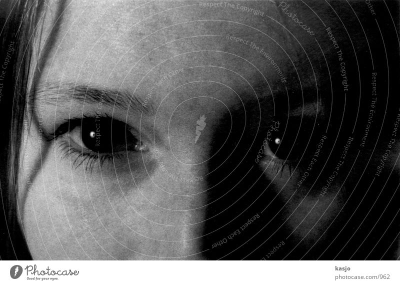 Katrin eye 02 Dark Human being Eyes Detail Nasty look Black & white photo