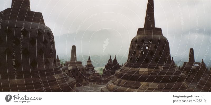 Temple Borobodur 2001 Indonesia Asia Buddhism Clouds Calm Exterior shot Religion and faith Insolvency House of worship Stone outside architecture morning