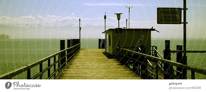 steakhouse Colour photo Exterior shot Deserted Day Light Lindau Lake Constance Vacation & Travel Trip Far-off places Mountain Water Sky Clouds Horizon