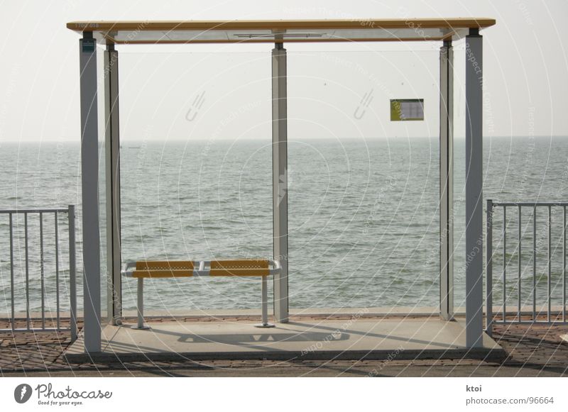 When's he coming? Ocean Netherlands Clouds Yellow Gray Asphalt 2 Roof Beautiful Architecture Cuba Water Seating Bench Glass Handrail Wind Blue Wait Bus