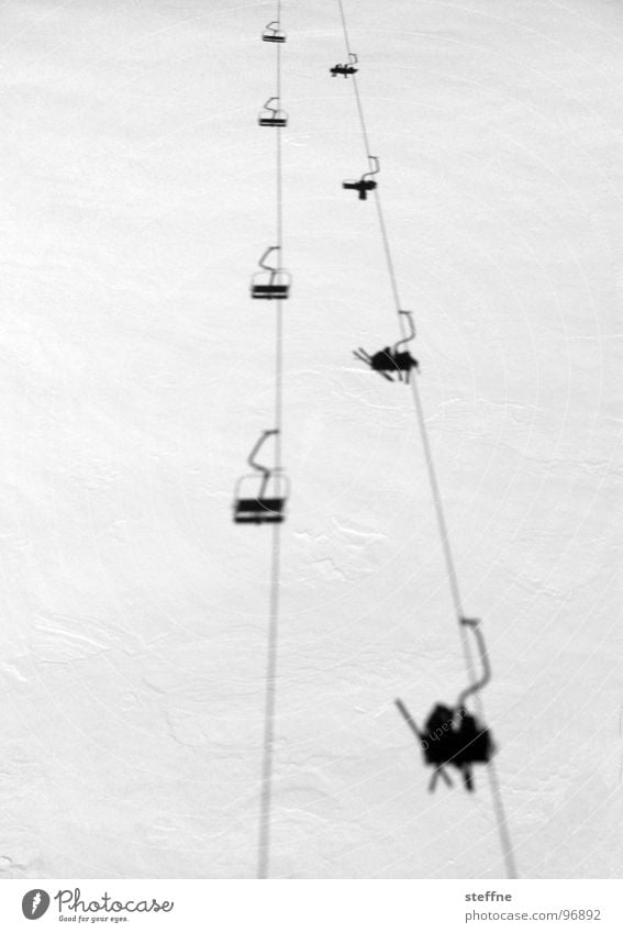 chair lift Chair lift Skiing White Black Cold Austria Thrill Action Après ski Winter Cable car Black & white photo Snow Tall Stubaital Joy Shadow