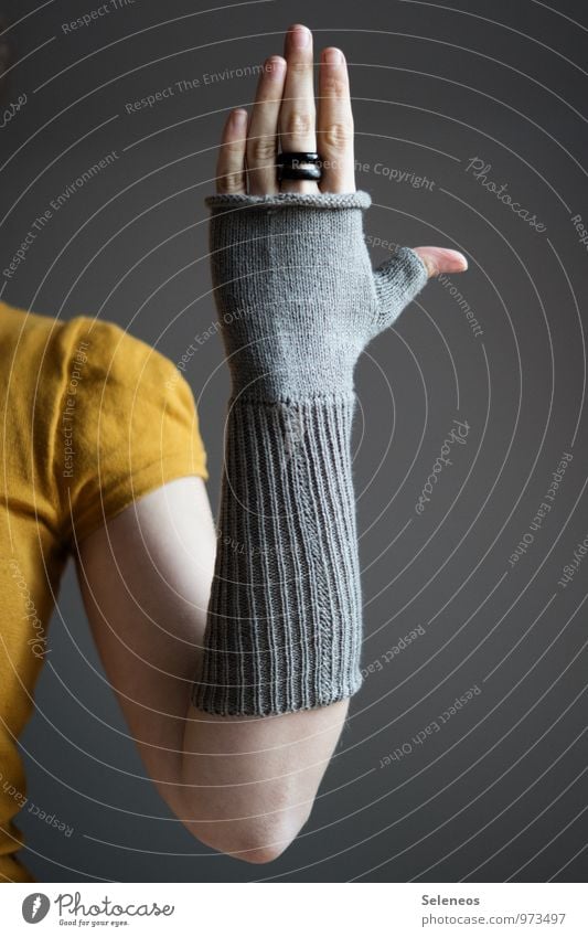. Human being Arm Hand Fingers 1 Autumn Winter Gloves Warmth Soft Colour photo Interior shot