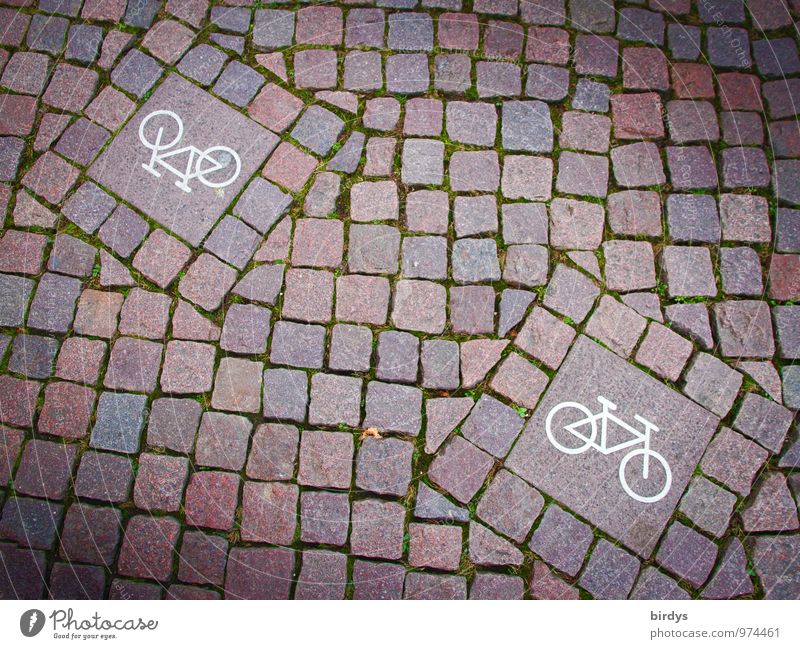 two-way traffic Cycling Road sign Cycle path Cobblestones Sign Signs and labeling Esthetic Exceptional Uniqueness Modern Original Design Arrangement Town