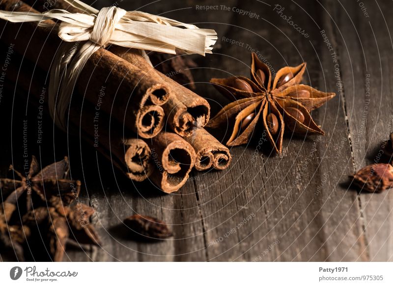 Cinnamon and aniseed Food Herbs and spices Star aniseed illicium verum baking ingredients Nutrition Christmas & Advent Fragrance Exotic Brown Moody Still Life