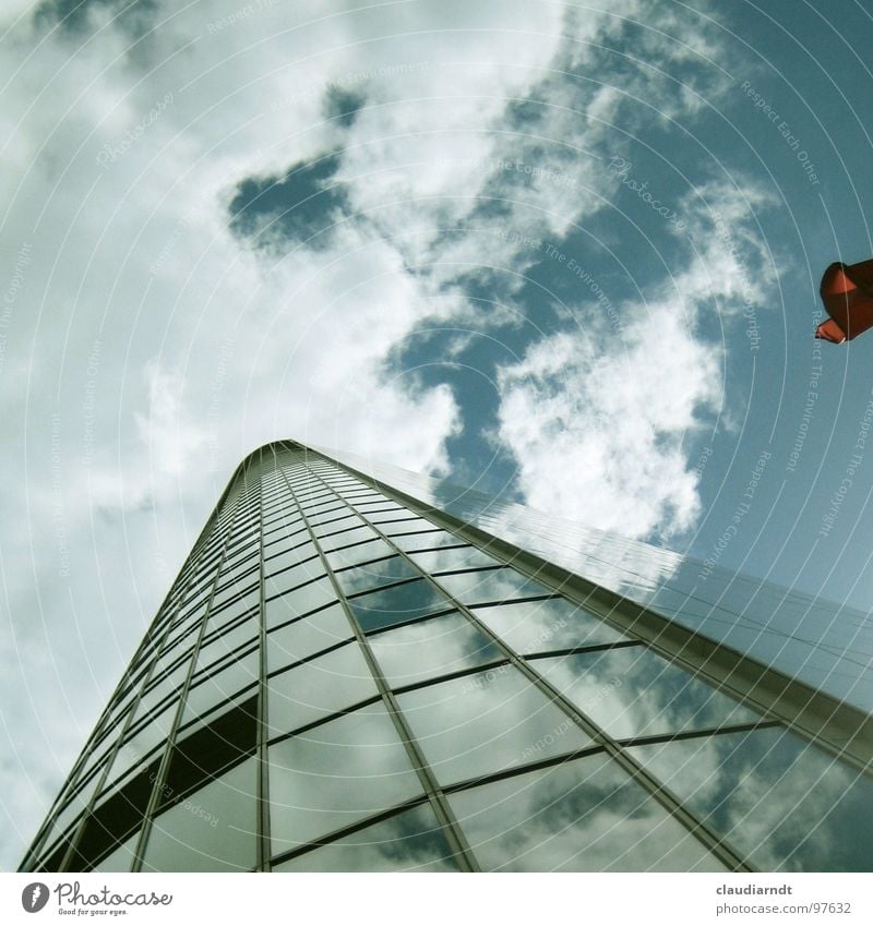 structural engineering High-rise Window Glazed facade Frankfurt Town Middle Stock market Mirror Reflection Clouds Perspective Aspire