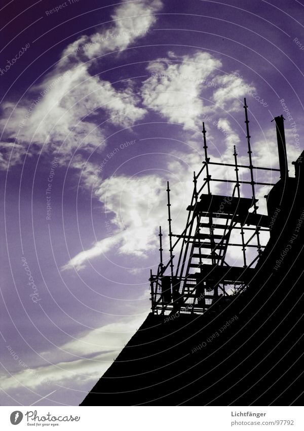 scaffolding Clouds Black Sky Scaffold Blue Contrast Stairs