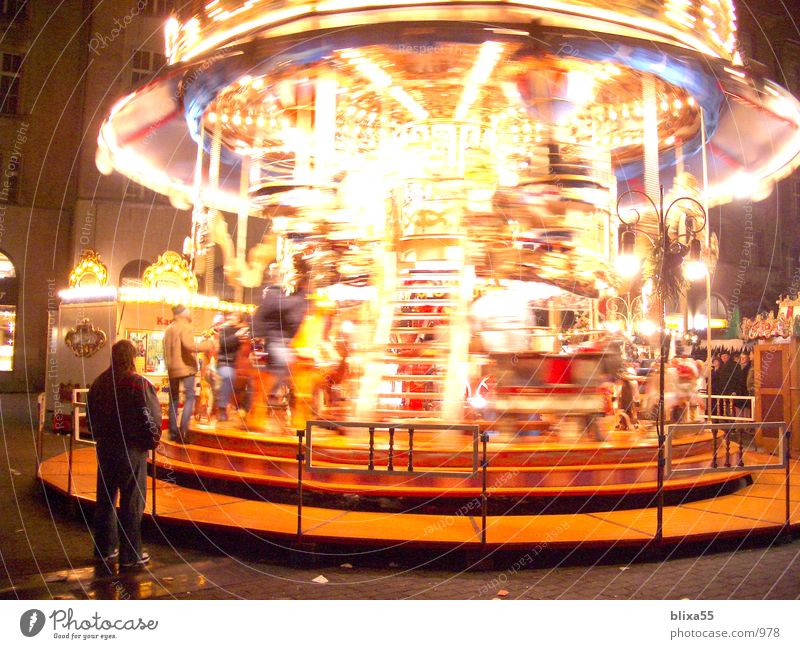 Carousel - Leipzig Night shot Christmas Fair Long exposure Light Rotation Rotate Things Movement Christmas & Advent Blur roundabout night photograph