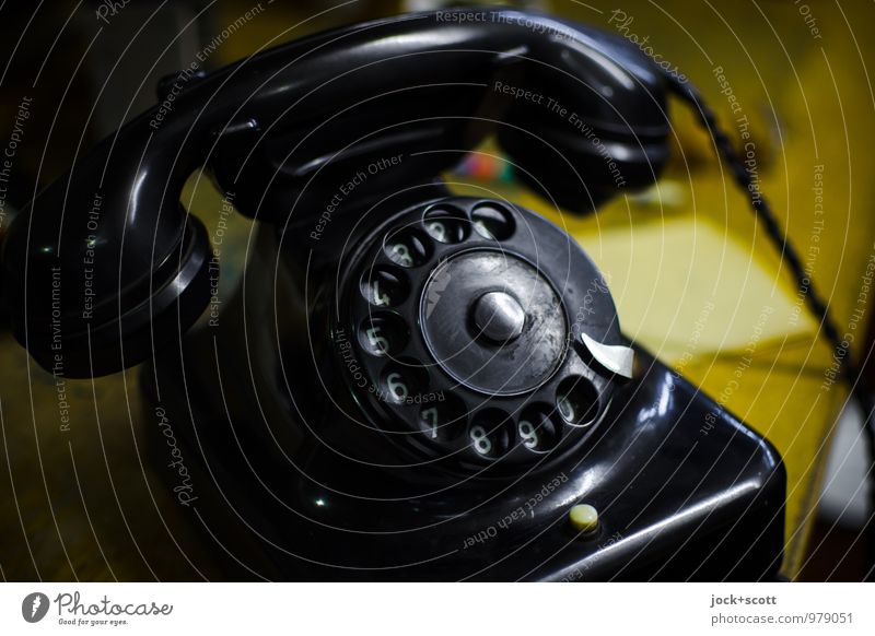 ring-a-ling telephone Telephone The thirties Rotary dial Digits and numbers Elegant Retro Black Authentic Design Network Nostalgia Quality Past Glittering