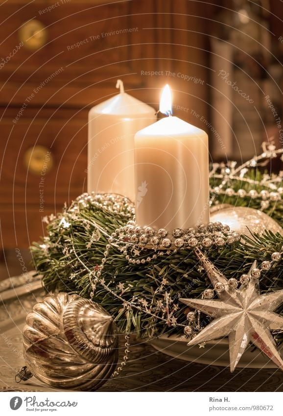 a little light burns Decoration Feasts & Celebrations Christmas & Advent Relaxation Moody Joie de vivre (Vitality) Christmas wreath Candle Silver
