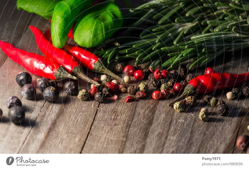 Sharp Food Herbs and spices Chili Peppercorn Rosemary Nutrition Italian Food Wood Fragrance Delicious Tangy Spicy Aromatic Colour photo Interior shot Close-up