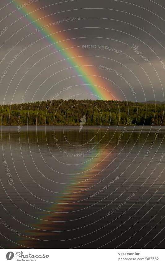 rainbow mirroring (I can't think of anything better...) Landscape Sky Storm clouds Bad weather Lake Arrow Dark Belief Eternity Mysterious Horizon Nature