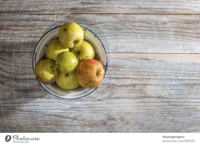 Apples in vintage metal cup on wooden table Fruit Diet Table Thanksgiving Nature Autumn Old Fresh Delicious Natural Juicy Red food Basket fall background