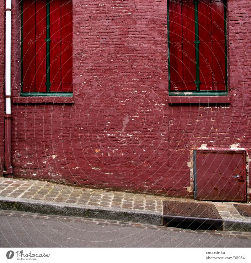Today rest day Entrance Window Wall (building) Facade Broken Sidewalk Slope Derelict red bricks Loneliness Closed
