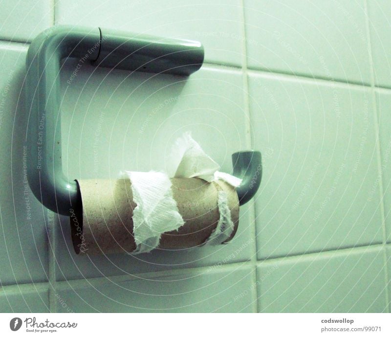 bullpen Personal hygiene Flat (apartment) Bathroom Toilet paper holder Sit Frustration Aggravation End Fiasco Panic Lacking Awkward Coil Helpless Tile Empty