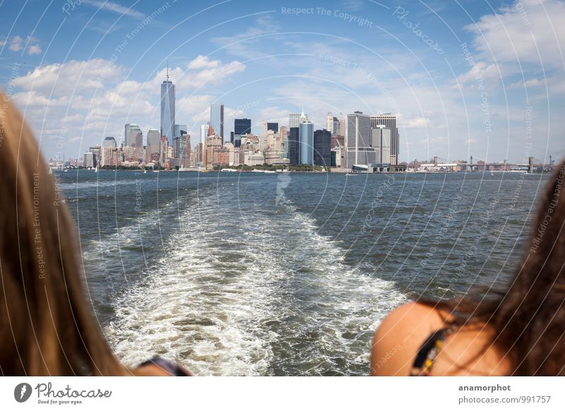 Manhattan over the shoulder Lifestyle Luxury Vacation & Travel Tourism Trip Far-off places Sightseeing City trip Summer Summer vacation Sun Ocean Waves