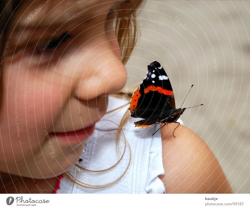 THE BEAUTIFUL AND THE BEAST Butterfly Child Animal Insect Multicoloured Calm Girl Dreamily Brave Beautiful Near Relaxation Trust Summer Love Sand Joy Flying