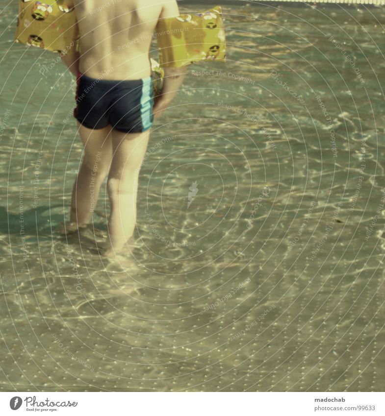 Back then Child Swimming trunks Thin Summer Swimming pool Wet Waves Physics Retro Vacation & Travel Leisure and hobbies Water Human being Boy (child) boy