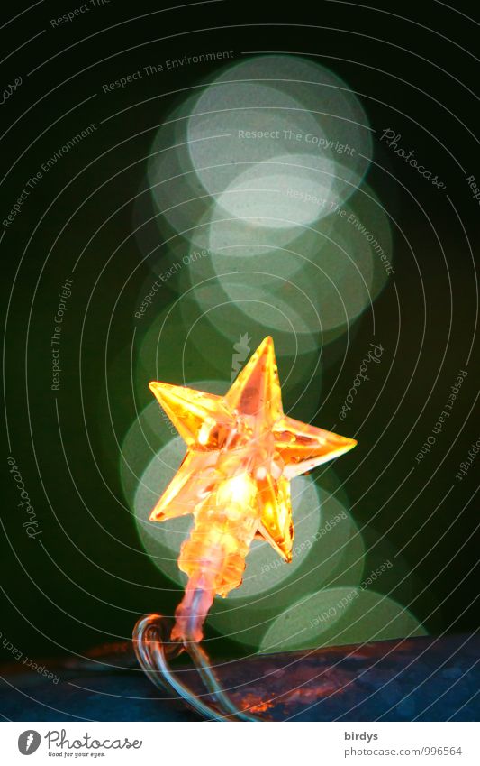constellation Style Christmas & Advent Fairy lights Star (Symbol) Illuminate Esthetic Exceptional Positive Yellow Green Belief Hope Blur Circular Christmas star