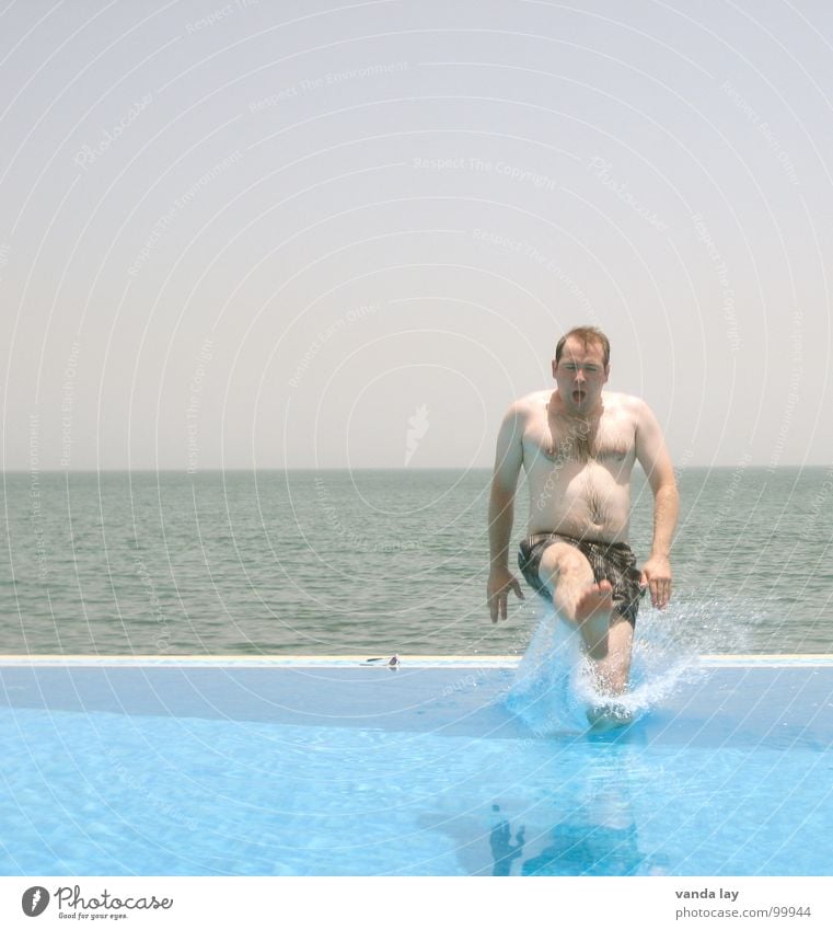 Ass bomb deluxe III Summer Swimming pool Vacation & Travel Ocean Bathroom Jump Man Wet Inject Horizon Refreshment Shorts Brown Joy Beach Coast Playing Water